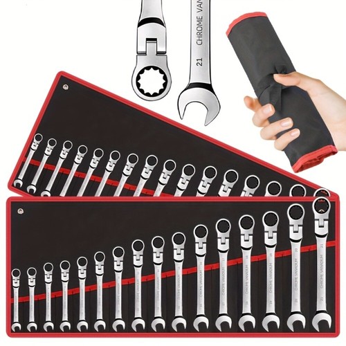 Ratchet Spanner Combination Fixed & Flexi 6-24mm Different Sizes Tool Wrench Set - Picture 2 of 10