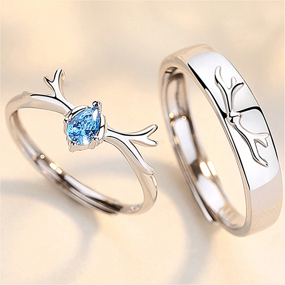 AOVEAO Sun and Moon Couple Rings 2pc 925 Sterling Sliver India | Ubuy