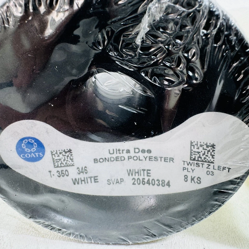 2 Pack - Coats Ultra Dee Bonded Polyester Thread T-350 346 White 8 oz Spool - Image 4 of 4