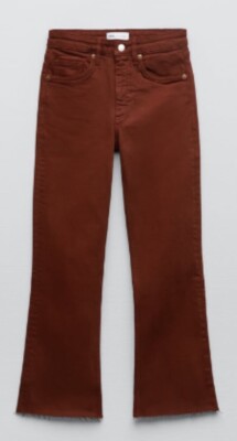 Jeans Cropped Flare ZARA Gr. 38 Rotbraun