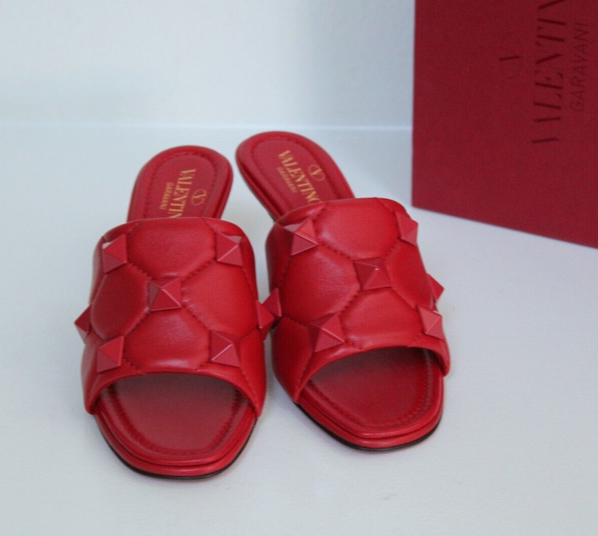 5.5 / 35.5 VALENTINO GARAVANI Red Roman Stud Quilted Leather