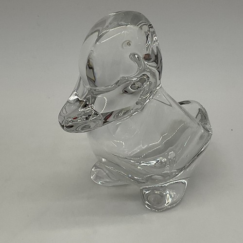 Pato de cristal firmado Vannes Le Chatel 4,25 pulgadas de alto - Imagen 9 de 11