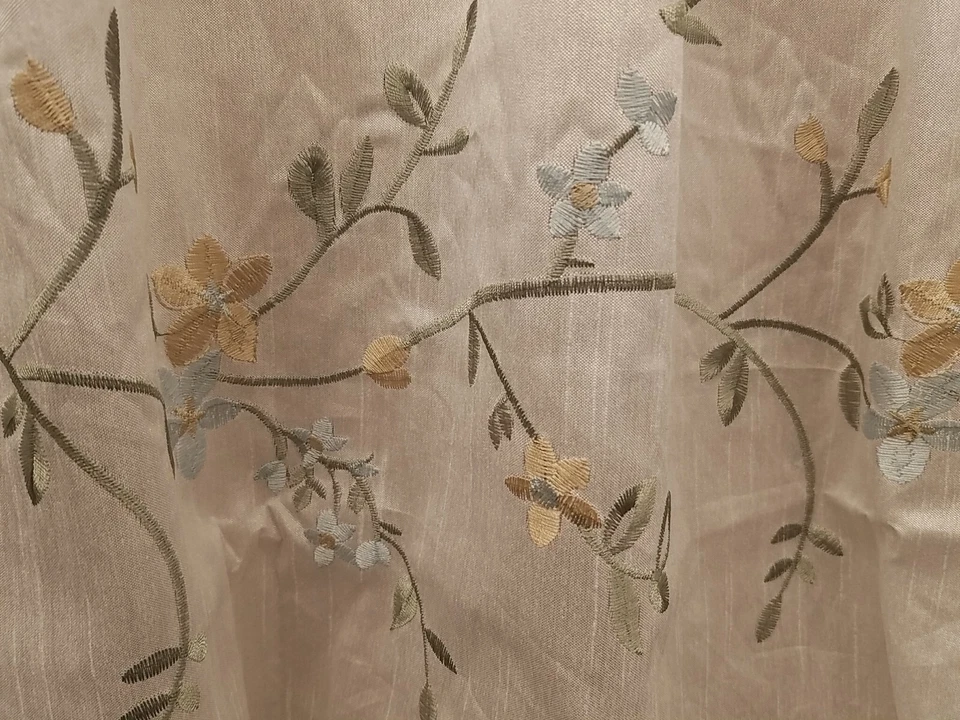 Addison Window Curtain Valance 51 by 24 Inch White Embroidered Faux Silk - Image 2 of 3