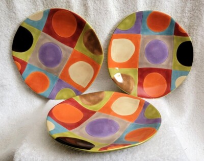 THREE Pier 1 URBAN DOT 8.5'' Salad Plates `