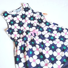 NWT Gymboree Girls 6 Island Cruise Geo Chambray Dress Sundeess Blue100 cotton