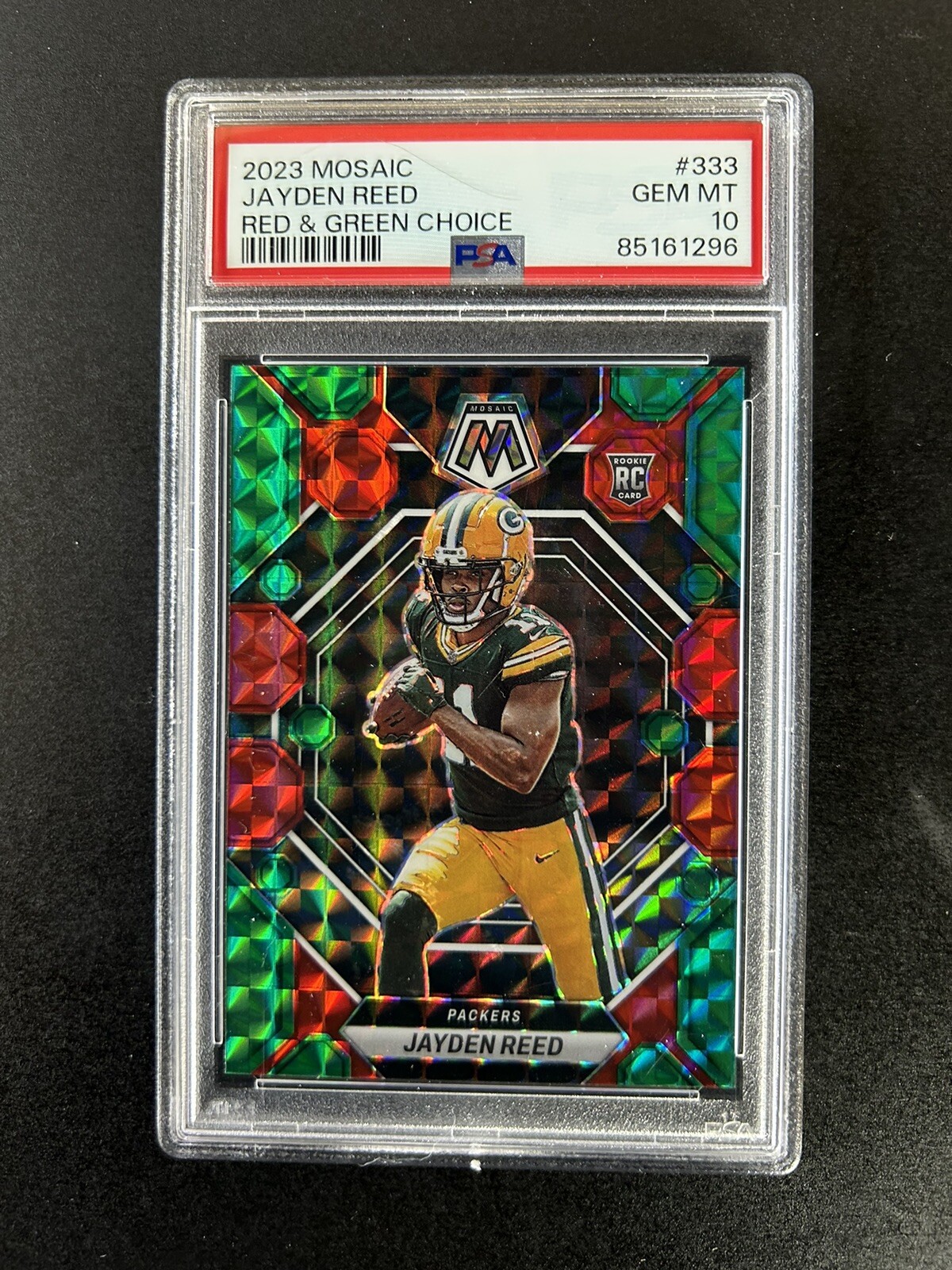 2023 Panini Mosaic JAYDEN REED Red & Green Choice Rookie RC #333 PSA 10 Packers
