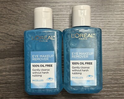 L Oreal Paris Liquid Eye Makeup Remover 100% Oil-Free 4 Fl Oz (LOT OF 2)