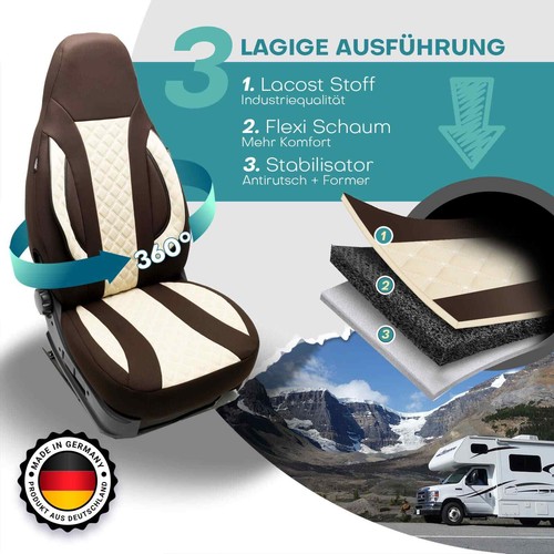 Pilot Wohnmobil Sitzbezüge passend für Frankia Charisma F 900 (Braun-Beige) - Bild 2 von 11