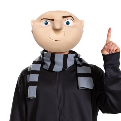 Gru from Minions Halloween Mask/ Scarf Hard Plastic Adult Size