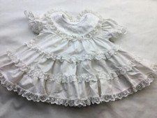 Vtg Girls Bryan ruffle lace White Tiered dress size 6-9 mos Good Used