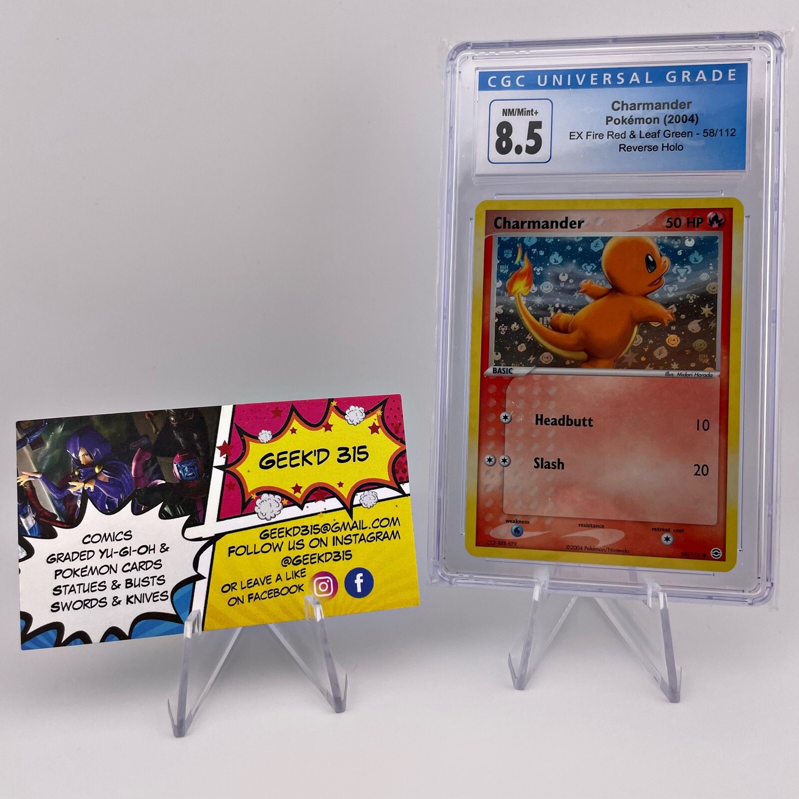 2004 Pokemon EX Fire Red & Leaf Green Charmander Reverse Holo 58/112 CGC 8.5