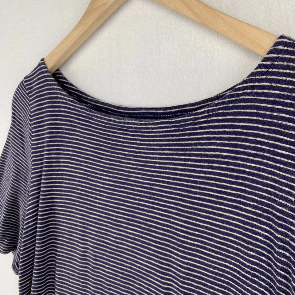 Vestido EILEEN FISHER M Cáñamo Algodón Orgánico Jersey Rayas Camiseta Túnica Azul Foto 3 de 4