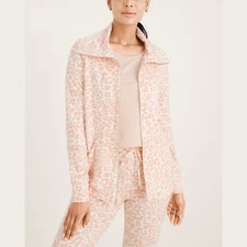  NWT $109 CHICO'S 3=XL/16 Pink Animal Print Pima Cotton Full-Zip Warm-Up Jacket