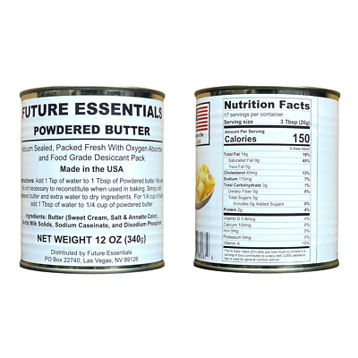 POWDERED BUTTER by Future Essentials, Canned, 17 servings, 2,550 calories!