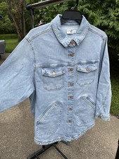 Terra & Sky Light Wash Blue Button Front Denim Jacket ( Size 1x Or 16w- 18w)
