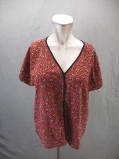 STUDIO B BY BOBEAU Size M Womens Multicolor V-Neck Short Sleeve Summer Top 309