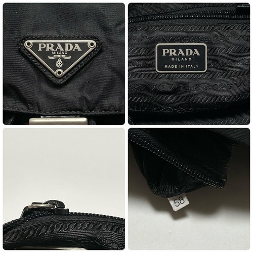 i72 Extreme Prada Triangle Logo Nylon Leather Black Drawstring Backpack #PGI8H8 - Picture 9 of 9