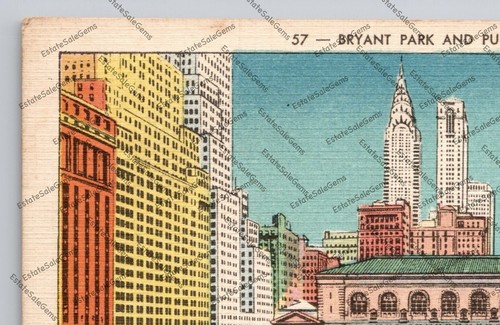 Antique Postcard Bryant Park And Public Library New York City - 第 8/14 張圖片