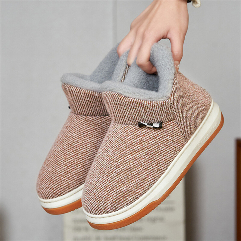 WOMENS WARM SLIPPERS FAUX FUR LADIES LINED COMFY OUTDOOR SHOES HARD