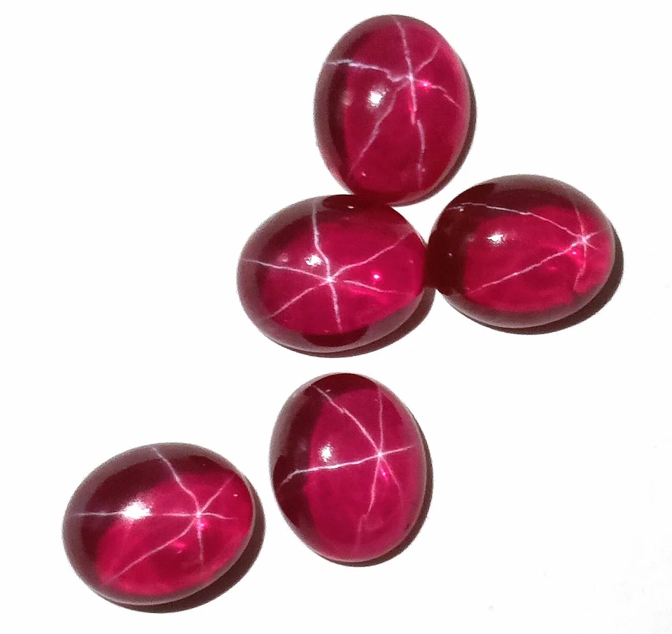 Unique Star Pink Ruby 6 Rays Oval Shape 5 Ct Each Piece Certified Loose Gems JKE - Image 2 of 4