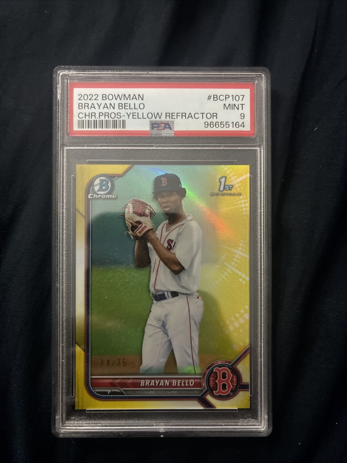 2022 Bowman - Chrome Prospects Brayan Bello #BCP-107 Yellow Refractor /75 (RC)