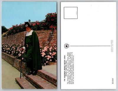 Governor Prence Motor Lodge Orleans MA Postcard Pilgrim Man Roses Cape Cod