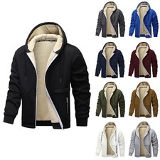 Mens Fashion Casual Thick Solid Color Plush Jacket for Seasons