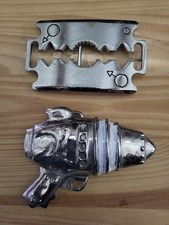 Silver Razor Blade Belt Buckle Barber Punk Gothic Laser Gun