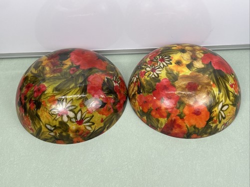 Vintage Floral Fiberglass Serving Snack Bowls Trays Lot 1970s Groovy Funky MCM - Picture 6 of 23