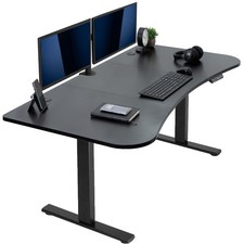 VIVO Electric 63” x 32” Standup Desk, Black Carbon Fiber Tabletop, Black Frame