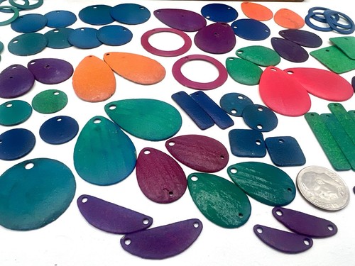 74 Pcs Vintage Colorful Enamel Copper Steel Shapes Findings Jewelry Making Lot B - Picture 4 of 13