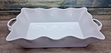 Cordon Bleu Rectangular Wavy  Baker 15" White Porcelain -96oz-Excellent