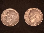 2 Roosevelt Dimes  90% Silver Coins 1957 And 1958 U.S.