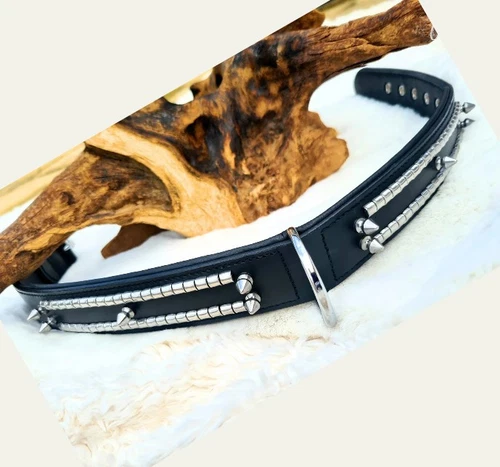 Heavy Duty Stud And Spike Collar And Lead For Dogs Premium Best Grade Leather . - Picture 5 of 11