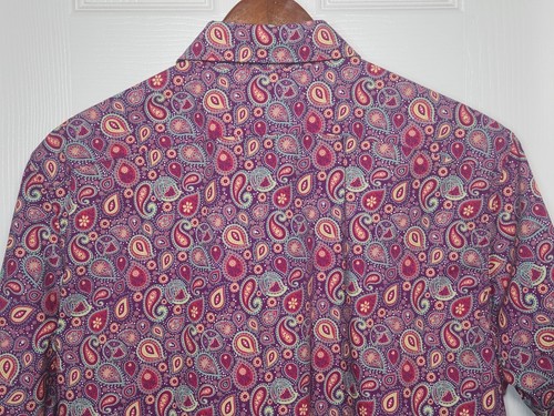 NWT CREMIEUX Mens L Shirt Multicolor Paisley Print Short Sleeve Button Down - Picture 9 of 10