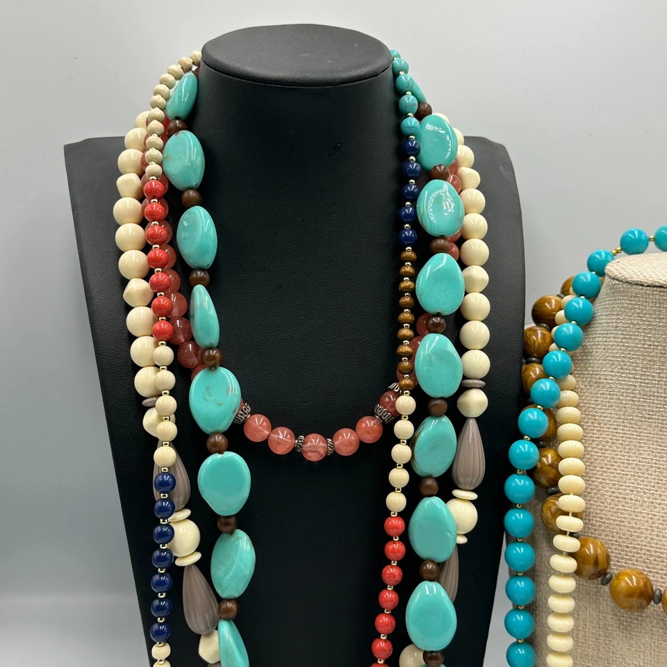 Lote de collar de cuentas mixtas conjunto de capas de joyería de hilo largo multicolor Foto 2 de 4