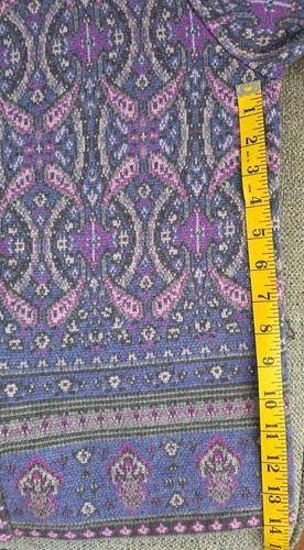 VTG Pendleton Womens Merino Wool Cardi Zip Sweater Purple Paisley Grandmacore M - Picture 11 of 12