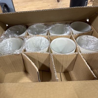8 Lot Matte Cream Aura Candle Vessel 12 Oz K6