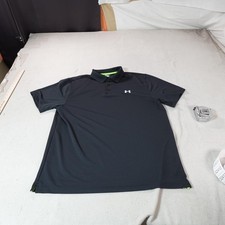 Under Armour Polo Shirt Mens XL Black HeatGear Golf Performance Stretch Top