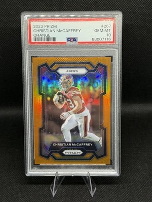 Panini 2023 Prizm Christian McCaffrey #267 Orange Prizm /249 PSA 10
