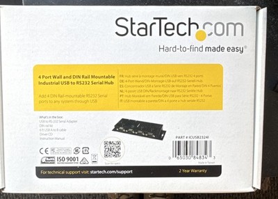 StarTech.com 4-Port Wall Mount USB-A to RS-232 Serial Hub 1:4 NEW IN BOX