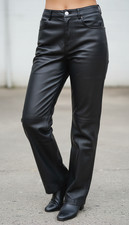 Vintage Colebrook  Co Women's Genuine Leather Biker Pants Black Lined Size 8