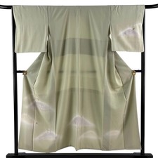 Cherry Blossom Sleeve Kimono M Silk Green 152cm Length Used
