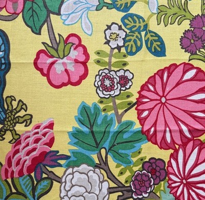 SCHUMACHER Chiang Mai Dragon Yellow Linen Chinoiserie UK Remnant New
