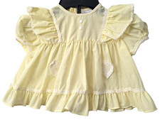 Vintage Easter Ruffle Dress 3 6 months Baby Puff Sleeve Yellow Lace Nannette 80s