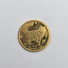 1991 Isle of Man Elizabeth II 1/25oz Crown .9999 Gold Norwegian Forest Cat Coin