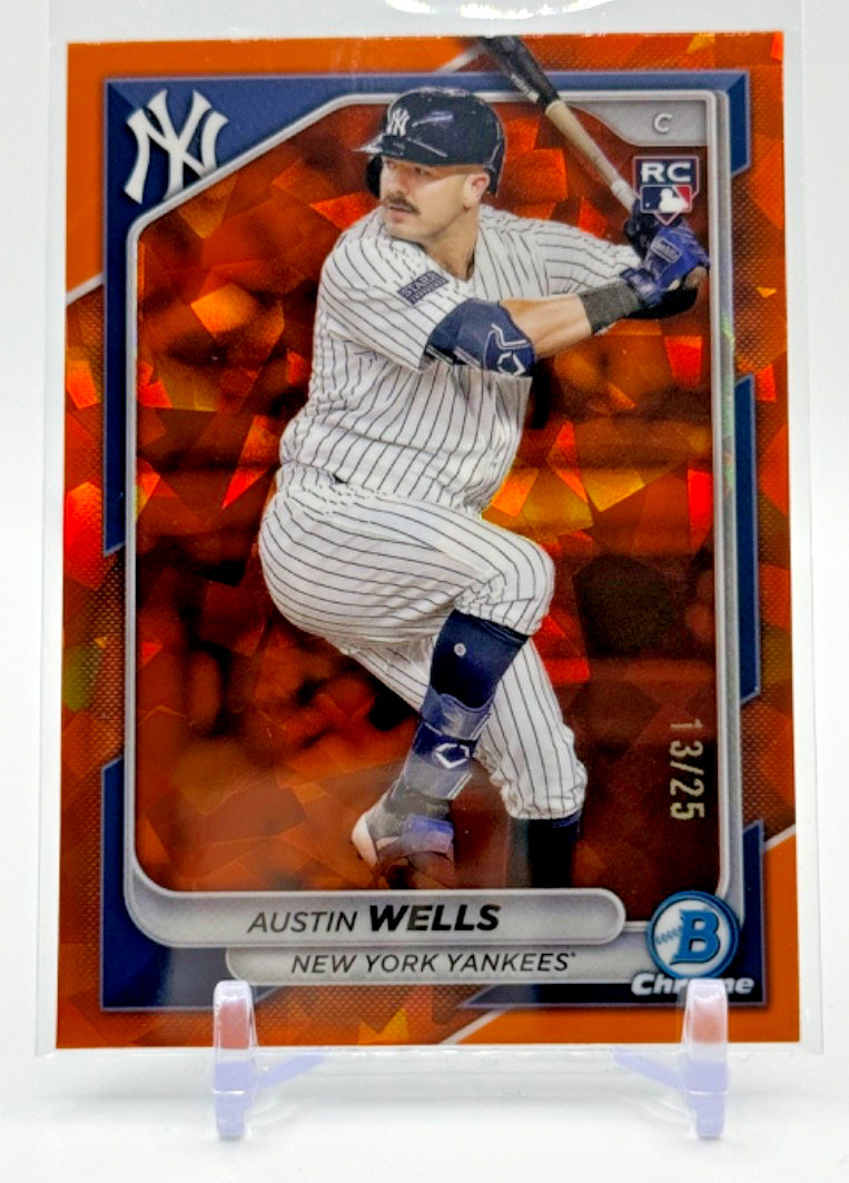 2024 Bowman Chrome ORANGE SAPPHIRE REFRACTOR/25 Austin Wells RC Yankees #15