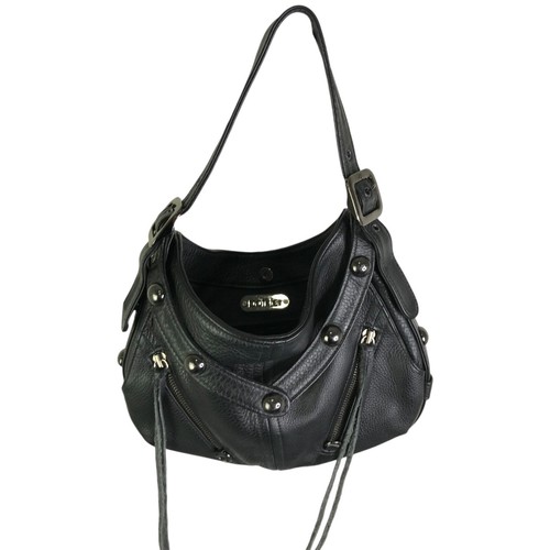 Borsa Botkier Hobo borsetta donna pelle nera borchie nappa fibbia cinturino