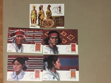 Five INDIAN AMERICAN maxi cards with hand paintings