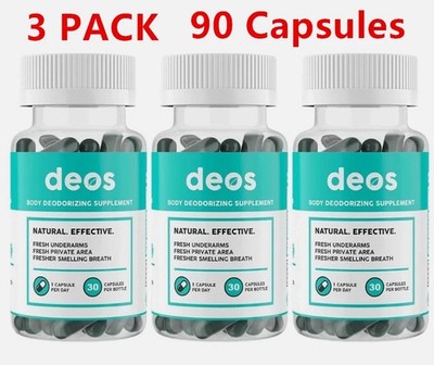 DEOS Internal Deodorant 3-Pack (90 Capsules) - Full Body Deodorizer Supplement
